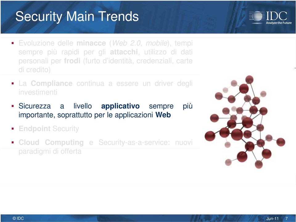 credenziali, carte di credito) La Compliance continua a essere un driver degli investimenti Sicurezza a