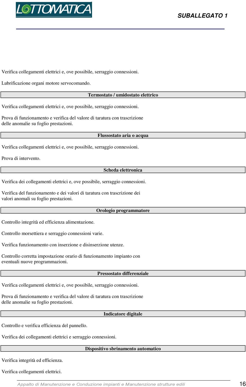 Prova di funzionamento e verifica del valore di taratura con trascrizione delle anomalie su foglio prestazioni.