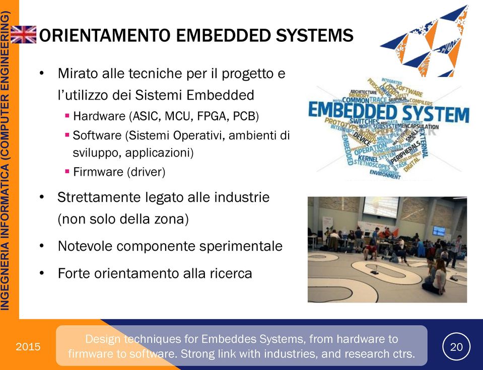 legato alle industrie (non solo della zona) Notevole componente sperimentale Forte orientamento alla ricerca 2015 20