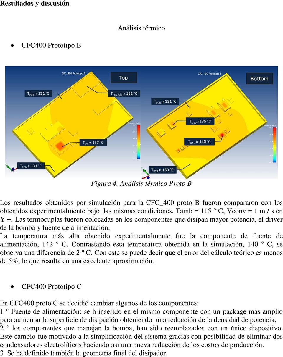 s en Y +. Las termocuplas fueron colocadas en los componentes que disipan mayor potencia, el driver de la bomba y fuente de alimentación.