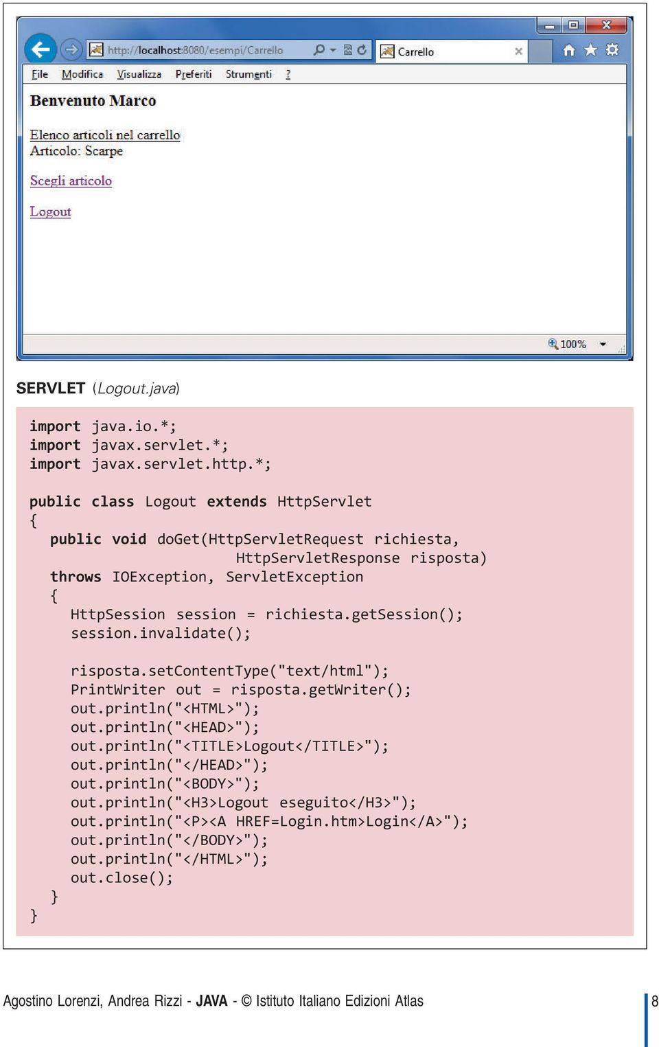 HttpServletResponse risposta) throws IOException, ServletException session.invalidate(); out.