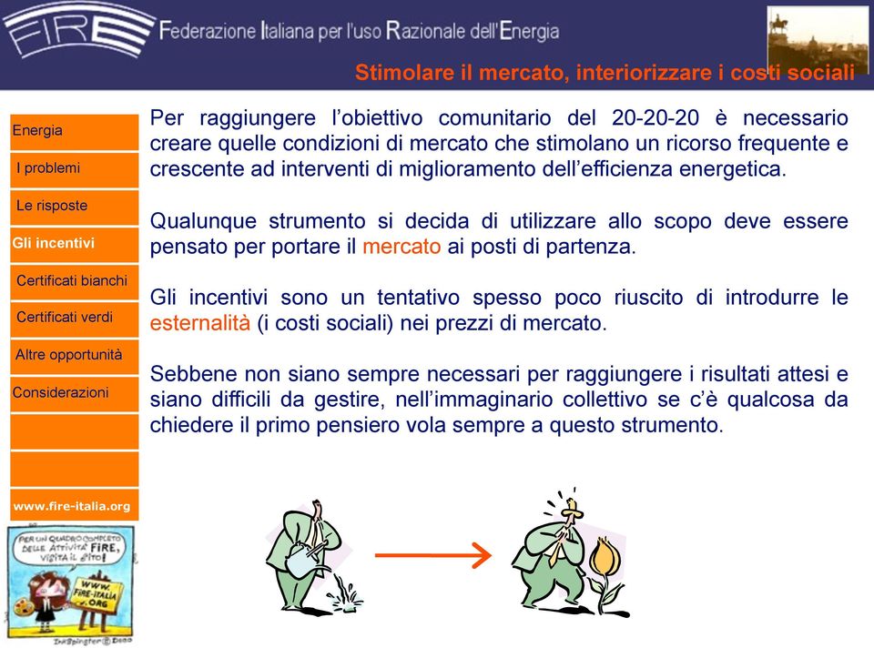 Qualunque strumento si decida di utilizzare allo scopo deve essere pensato per portare il mercato ai posti di partenza.