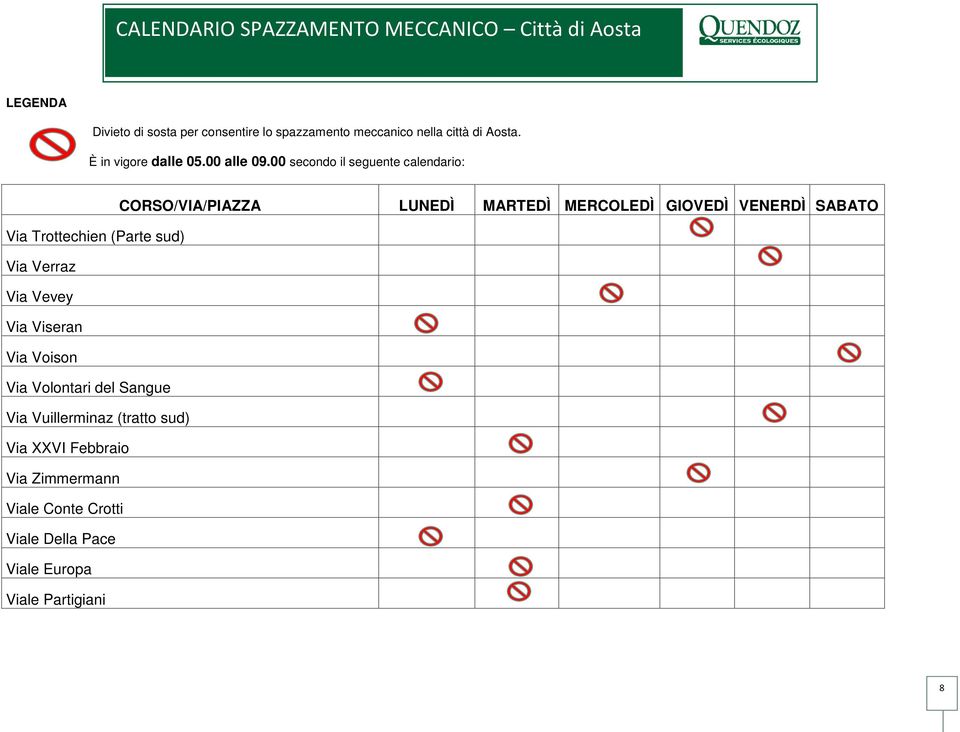 Vuillerminaz (tratto sud) Via XXVI Febbraio Via