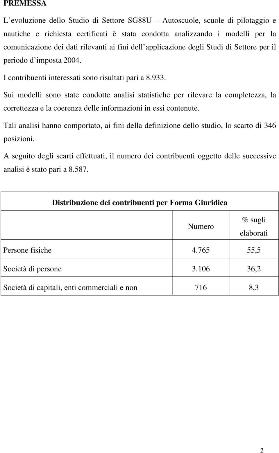 Sui modelli sono state condotte analisi statistiche per rilevare la completezza, la correttezza e la coerenza delle informazioni in essi contenute.