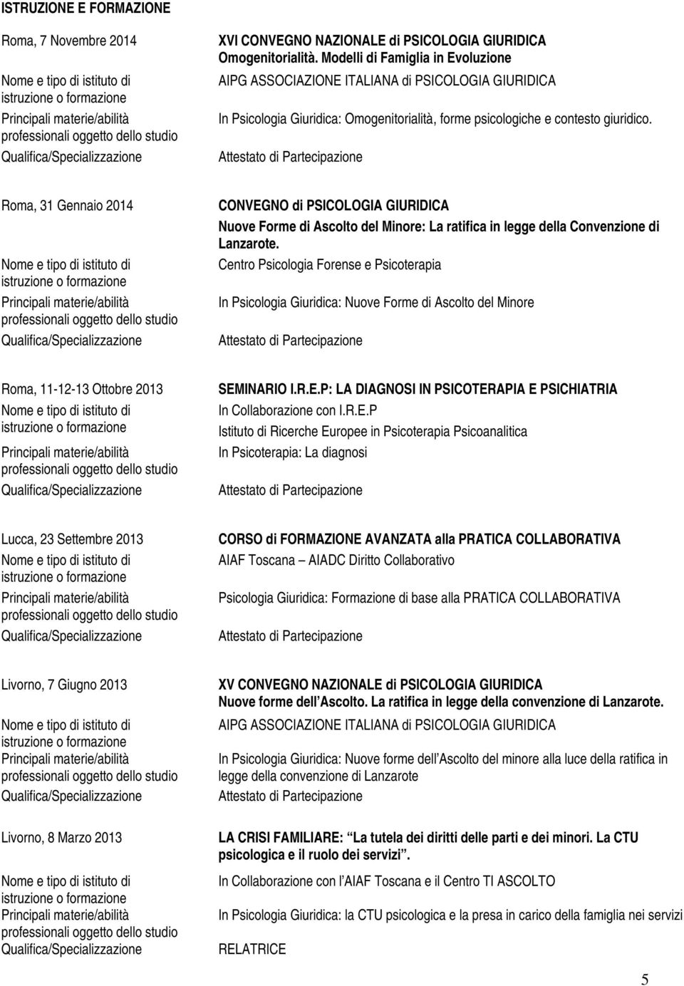 Roma, 31 Gennaio 2014 CONVEGNO di PSICOLOGIA GIURIDICA Nuove Forme di Ascolto del Minore: La ratifica in legge della Convenzione di Lanzarote.