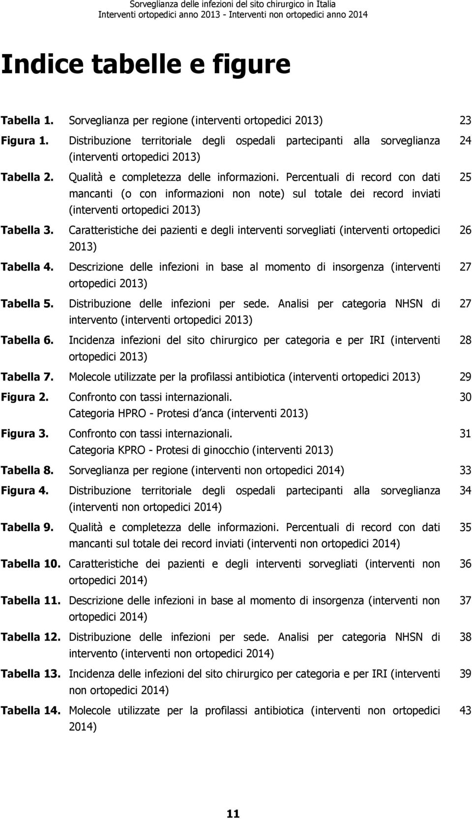 Percentuali di record con dati mancanti (o con informazioni non note) sul totale dei record inviati (interventi ortopedici 2013) Caratteristiche dei pazienti e degli interventi sorvegliati