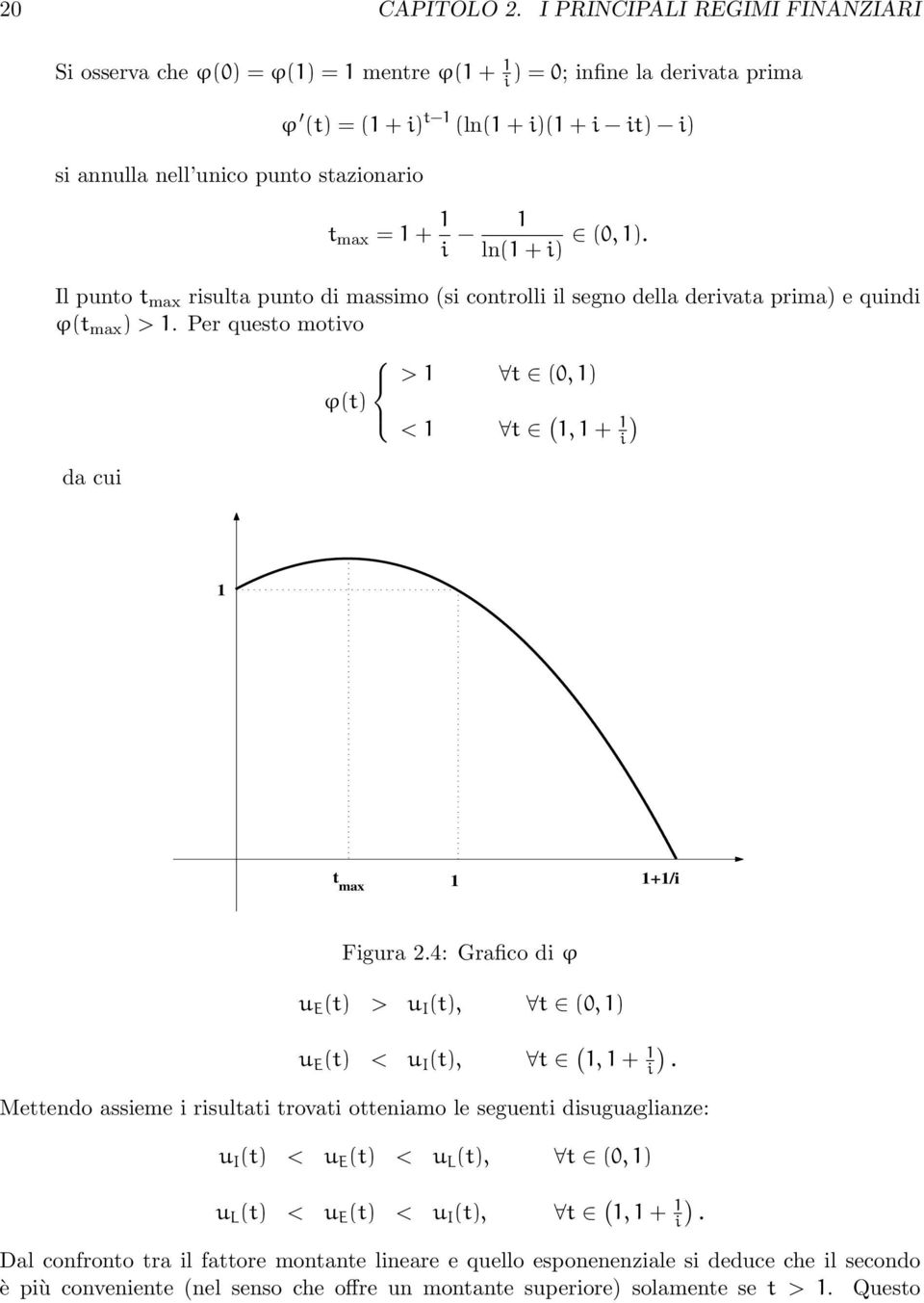 1 + 1 ) i da cui 1 t max 1 1+1/i Figura 24: Grafico di φ u E (t) > u I (t), t (0, 1) u E (t) < u I (t), t ( 1, 1 + 1 i ) Mettendo assieme i risultati trovati otteniamo le seguenti disuguaglianze: u I