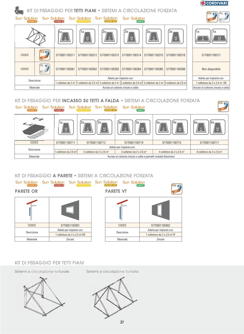 m collettori da m collettori da, m 3 collettori da m 3 collettori da, m 1 collettore da o, m OR Materiale Acciaio al carbonio zincato a caldo Acciaio al carbonio zincato a caldo KIT DI FISSAGGIO PER