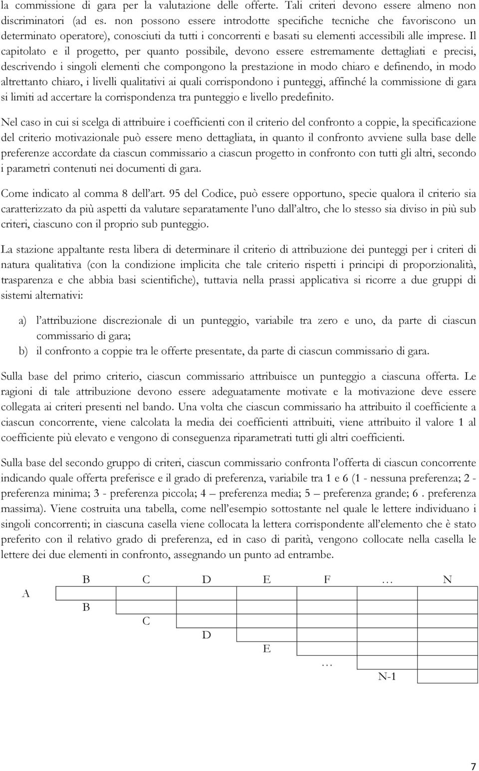 Il capitolato e il progetto, per quanto possibile, devono essere estremamente dettagliati e precisi, descrivendo i singoli elementi che compongono la prestazione in modo chiaro e definendo, in modo