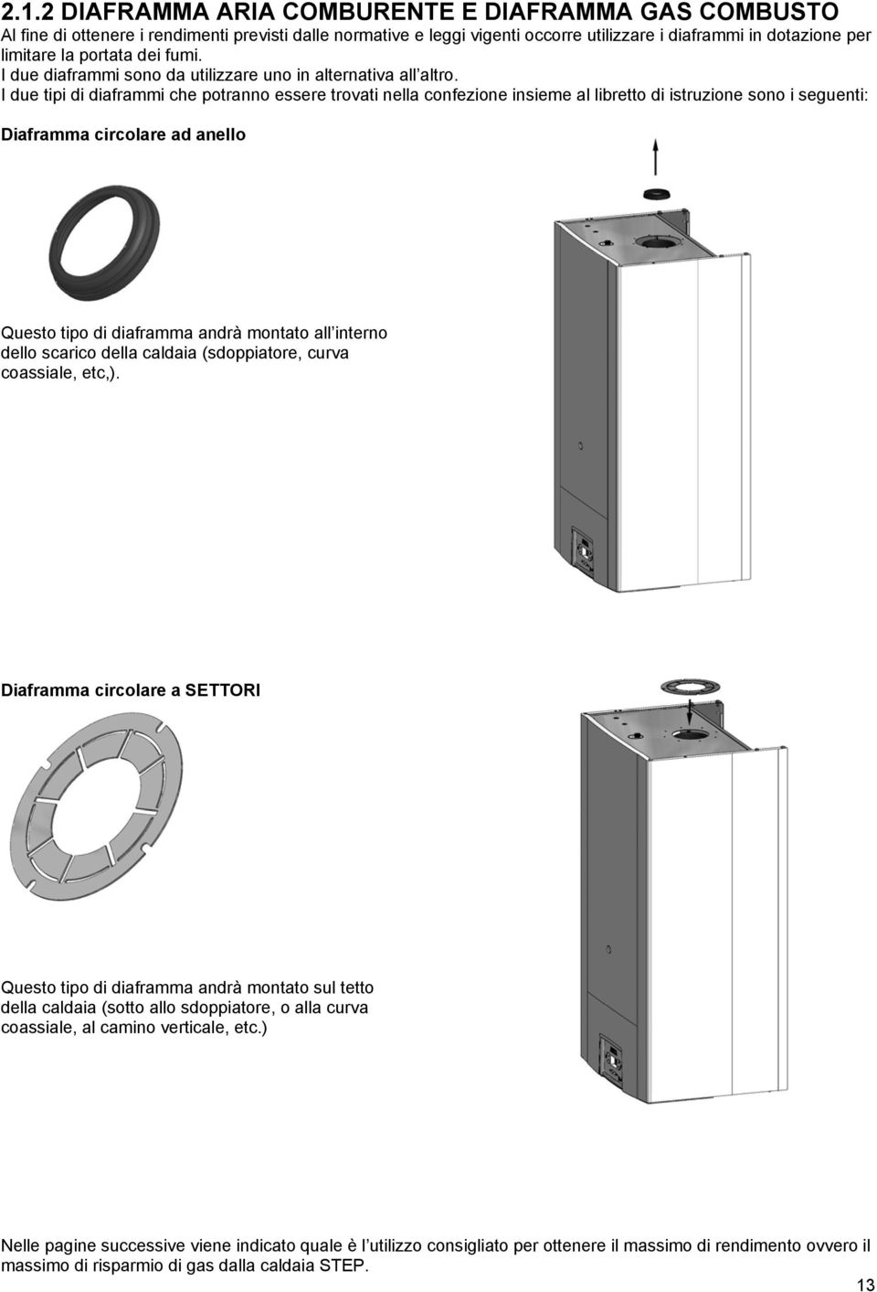 I due tipi di diaframmi che potranno essere trovati nella confezione insieme al libretto di istruzione sono i seguenti: Diaframma circolare ad anello Questo tipo di diaframma andrà montato all