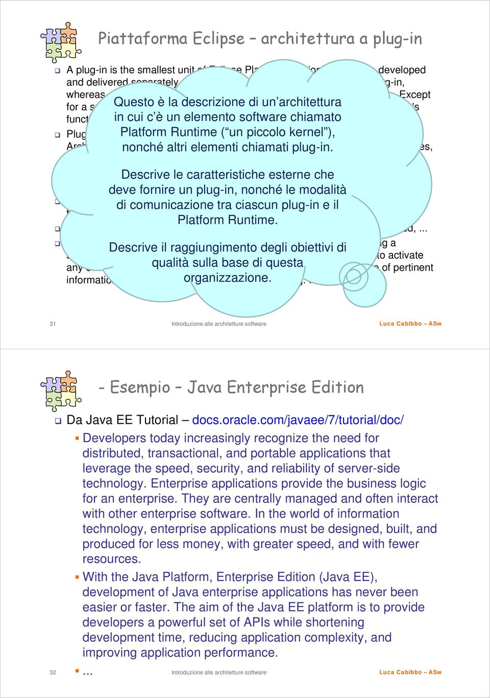 Except for a small Questo kernel known è la as descrizione the Platform di Runtime, un architettura all of the Eclipse Platform's functionality in iscui located c è un in plug-ins.