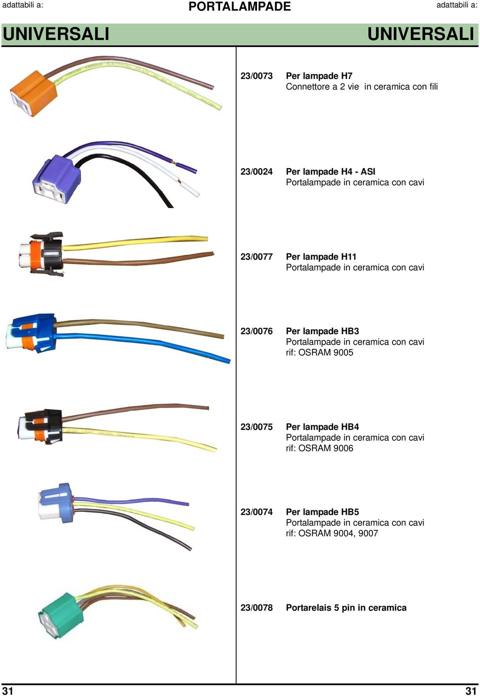 Portalampade in ceramica con cavi rif: OSRAM 9005 23/0075 Per lampade HB4 Portalampade in ceramica con cavi rif: OSRAM