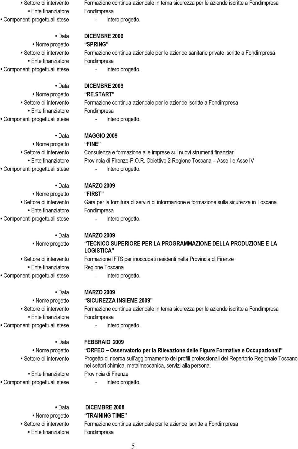 START Settore di intervento Formazione continua aziendale per le aziende iscritte a Fondimpresa Data MAGGIO 2009 Nome progetto FINE Settore di intervento Consulenza e formazione alle imprese sui