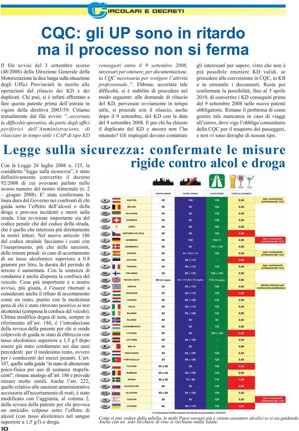 .accertata la difficoltà operativa, da parte degli uffici periferici dell Amministrazione, di rilasciare in tempo utile i CAP di tipo KD Circolari e decreti CQC: gli UP sono in ritardo ma il processo