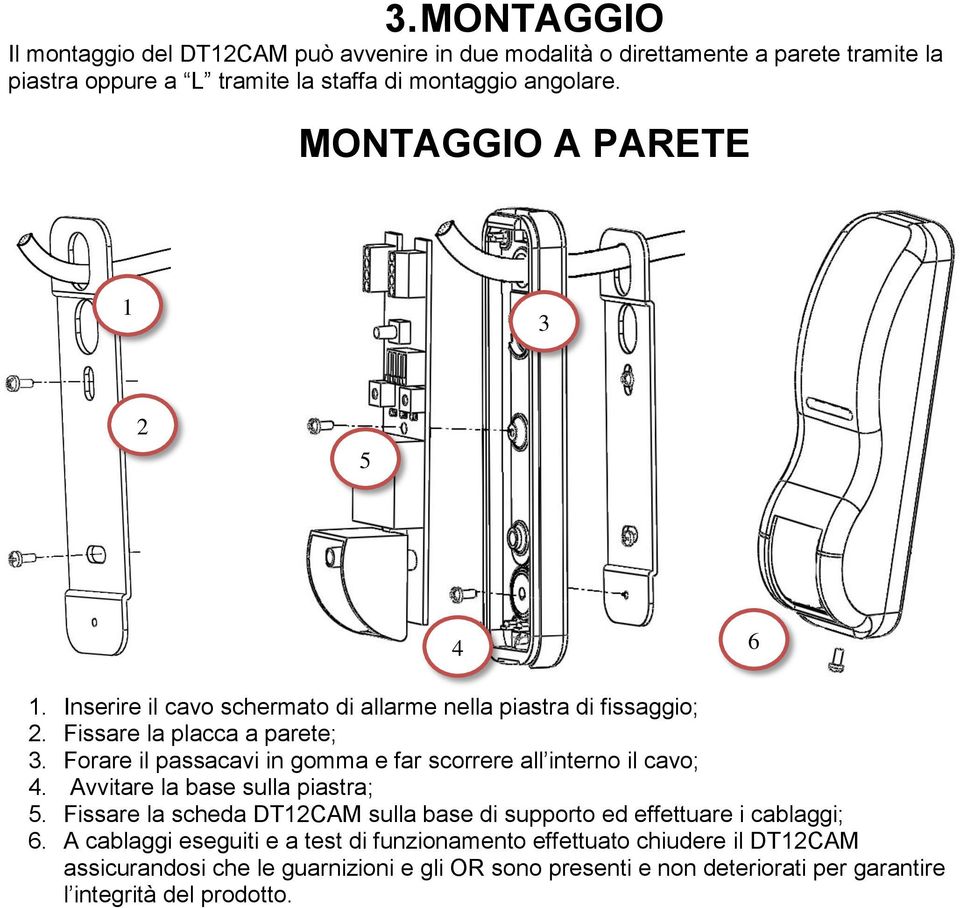 Forare il passacavi in gomma e far scorrere all interno il cavo; 4. Avvitare la base sulla piastra; 5.