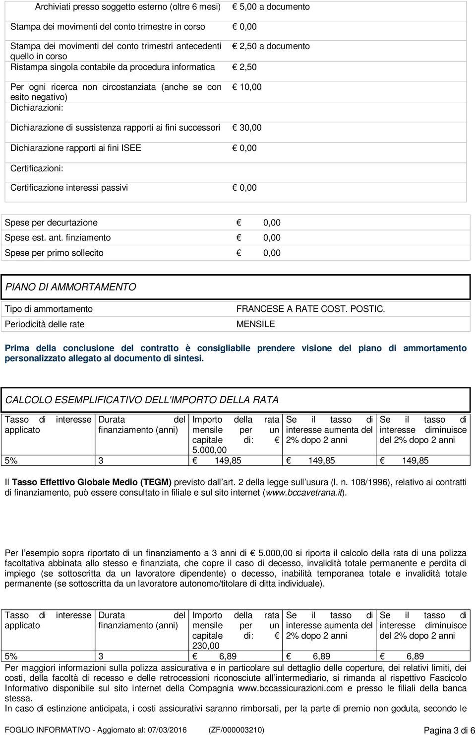 successori 30,00 Dichiarazione rapporti ai fini ISEE 0,00 Certificazioni: Certificazione interessi passivi 0,00 Spese per decurtazione 0,00 Spese est. ant.