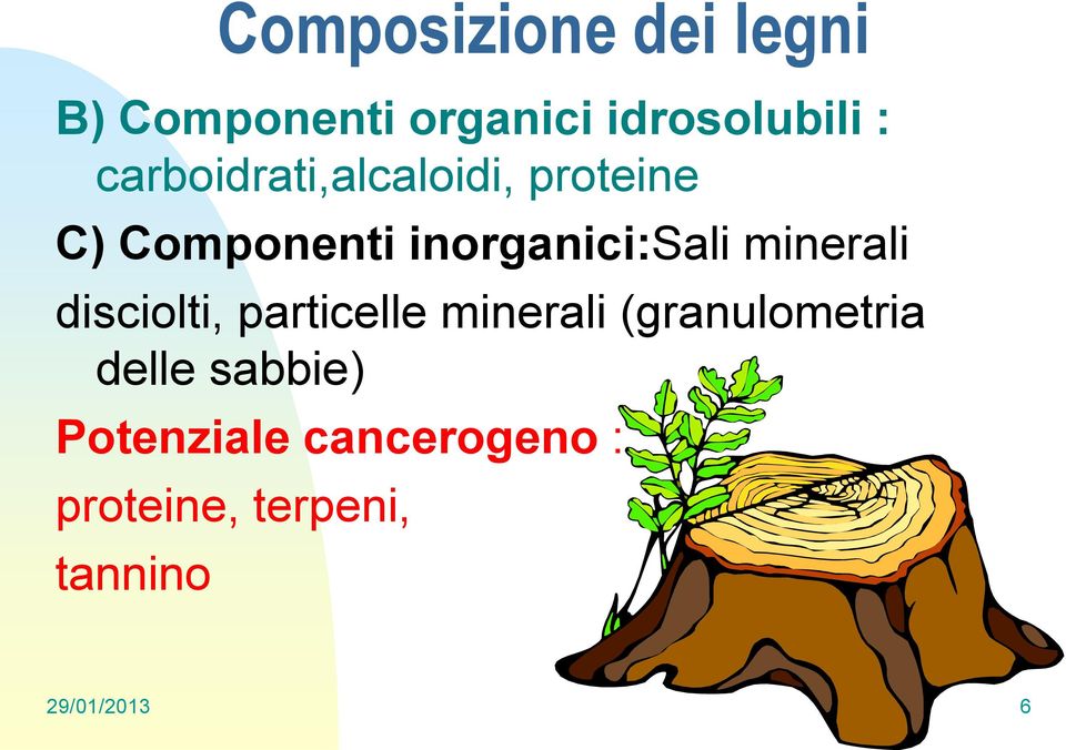 minerali disciolti, particelle minerali (granulometria delle