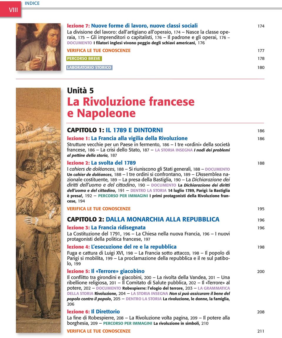 francese e Napoleone CAPITOLO 1: IL 1789 E DINTORNI 186 lezione 1: La Francia alla vigilia della Rivoluzione 186 Strutture vecchie per un Paese in fermento, 186 I tre «ordini» della società francese,