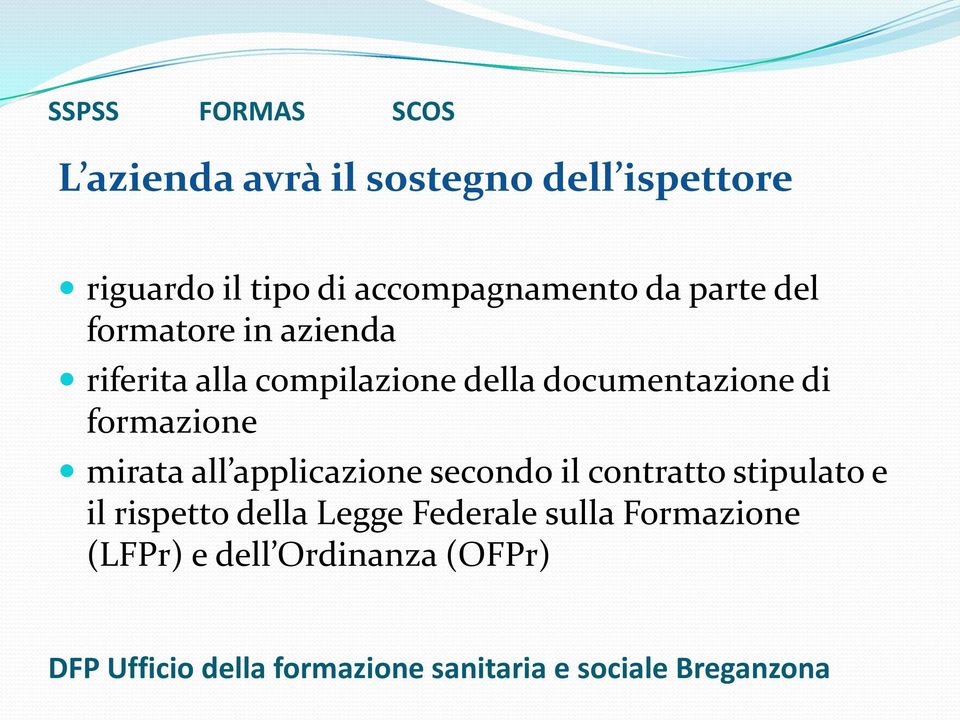 documentazione di formazione mirata all applicazione secondo il contratto