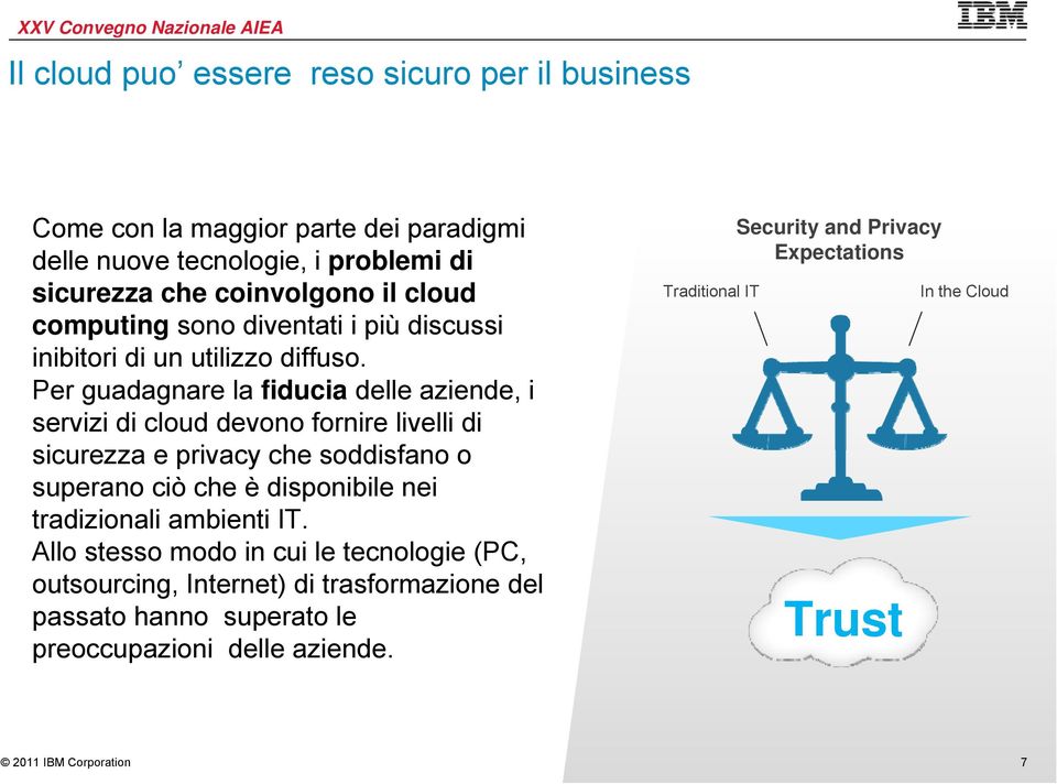 Per guadagnare la fiducia delle aziende, i servizi di cloud devono fornire livelli di sicurezza e privacy che soddisfano o superano ciò che è disponibile nei