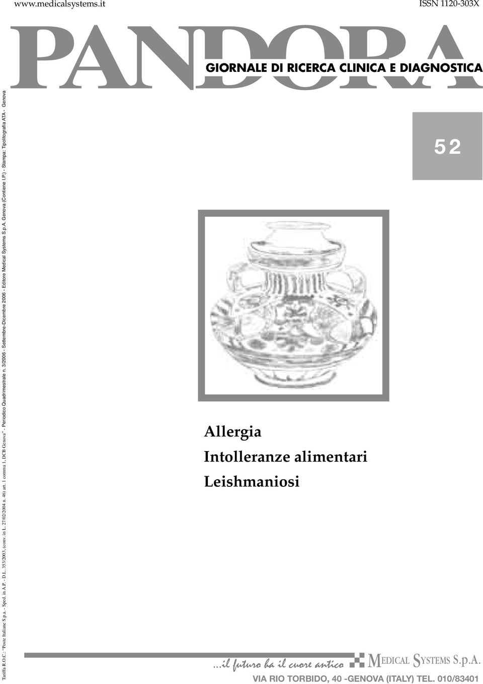 3/2006 - Settembre-Dicembre 2006 - Editore Medical Systems S.p.A. Genova (Contiene I.P.