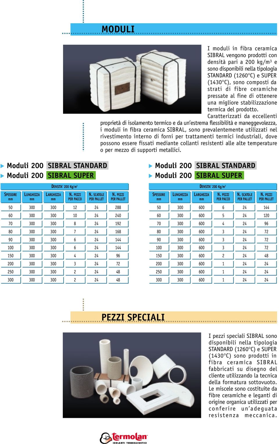 Caratterizzati da eccellenti proprietà di isolamento termico e da un estrema flessibilità e maneggevolezza, i moduli in fibra ceramica SIBRAL, sono prevalentemente utilizzati nel rivestimento interno