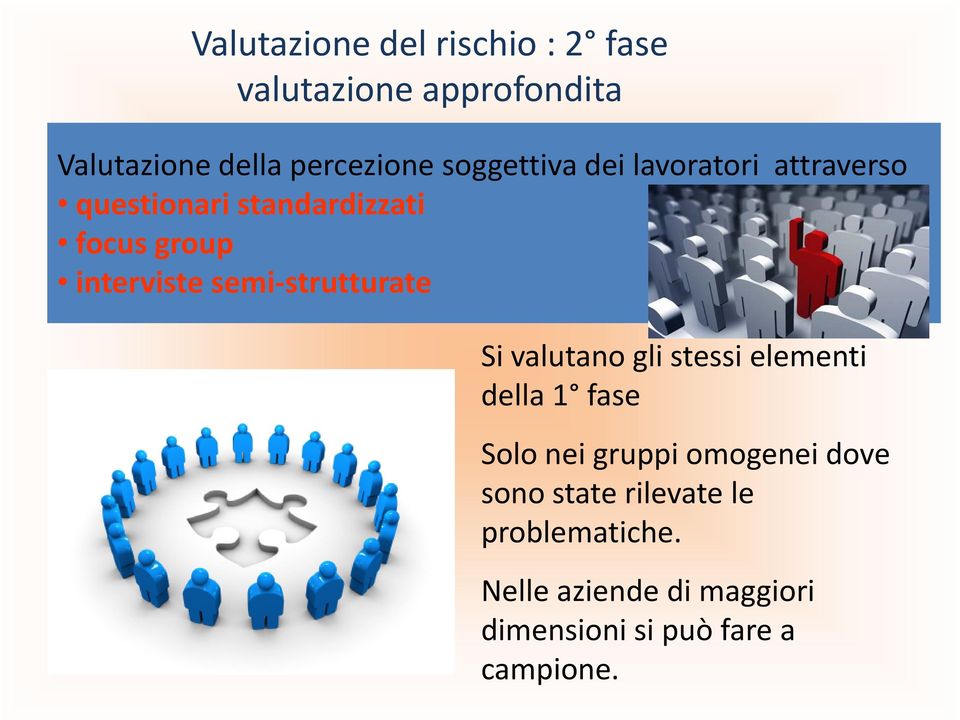 semi-strutturate Si valutano gli stessi elementi della 1 fase Solo nei gruppi omogenei