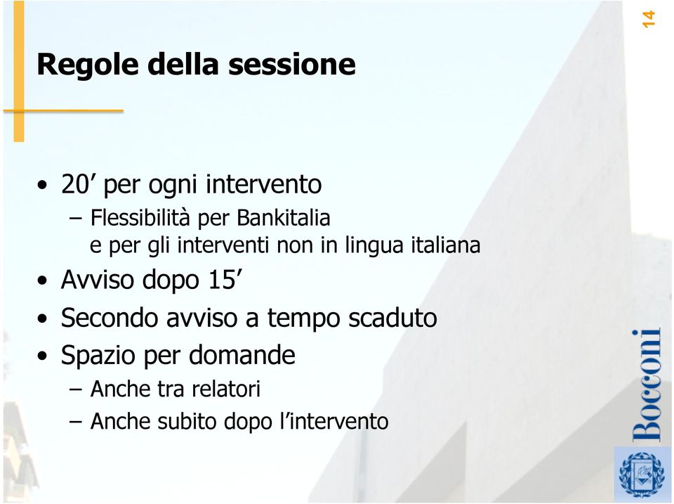 lingua italiana Avviso dopo 15 Secondo avviso a tempo