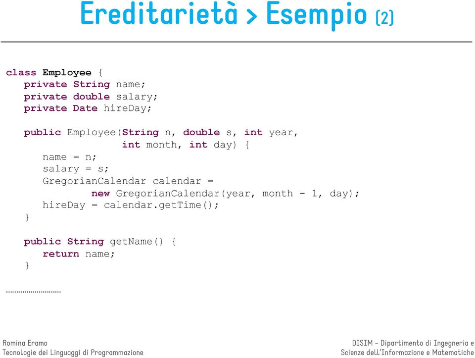 month, int day) { name = n; salary = s; GregorianCalendar calendar = new
