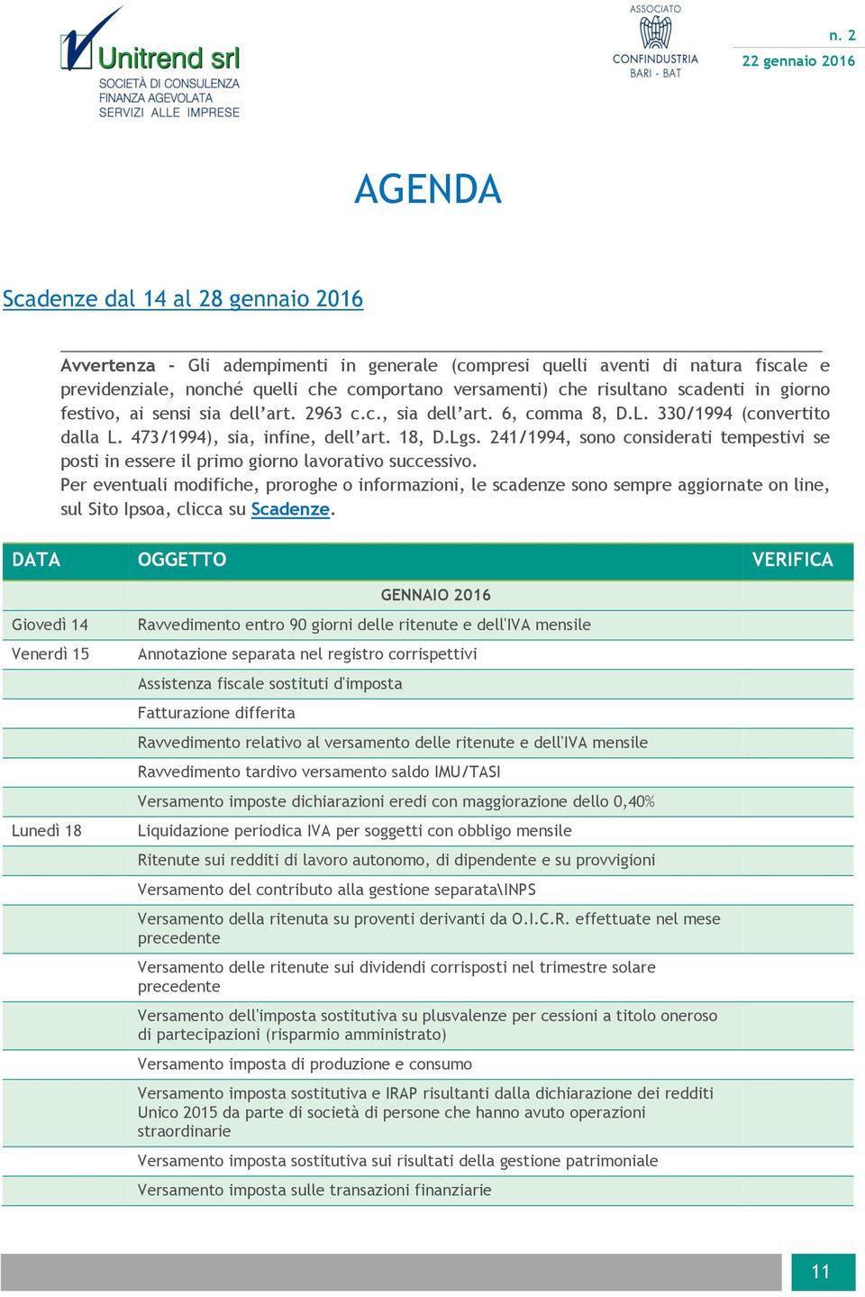 241/1994, sono considerati tempestivi se posti in essere il primo giorno lavorativo successivo.