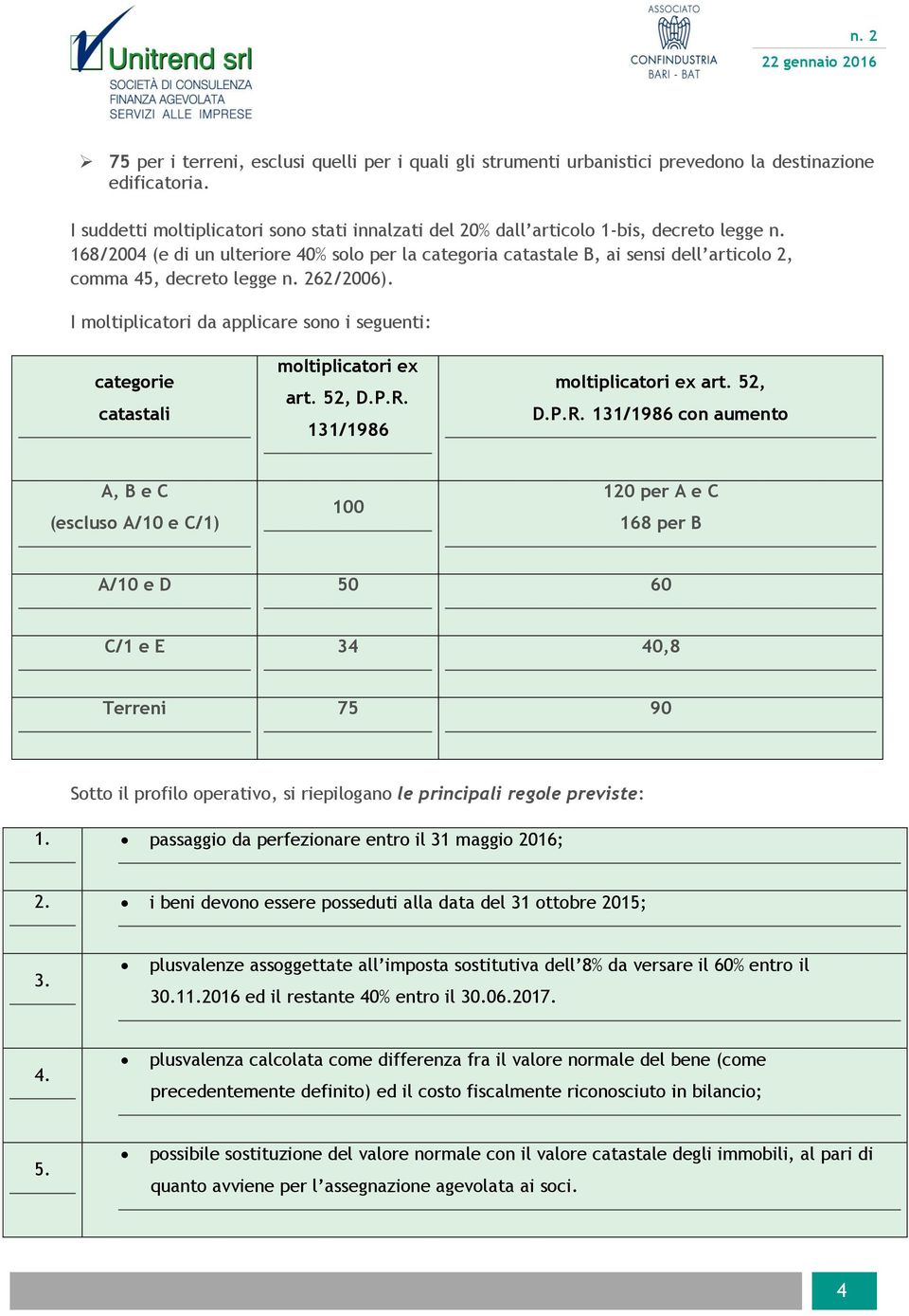 168/2004 (e di un ulteriore 40% solo per la categoria catastale B, ai sensi dell articolo 2, comma 45, decreto legge n. 262/2006).