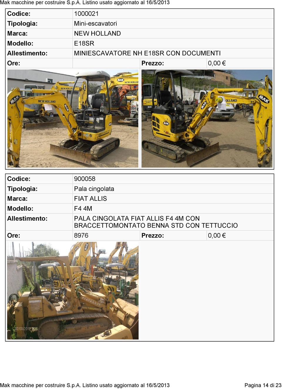 ALLIS F4 4M CON BRACCETTOMONTATO BENNA STD CON TETTUCCIO Ore: 8976 Prezzo: 0,00