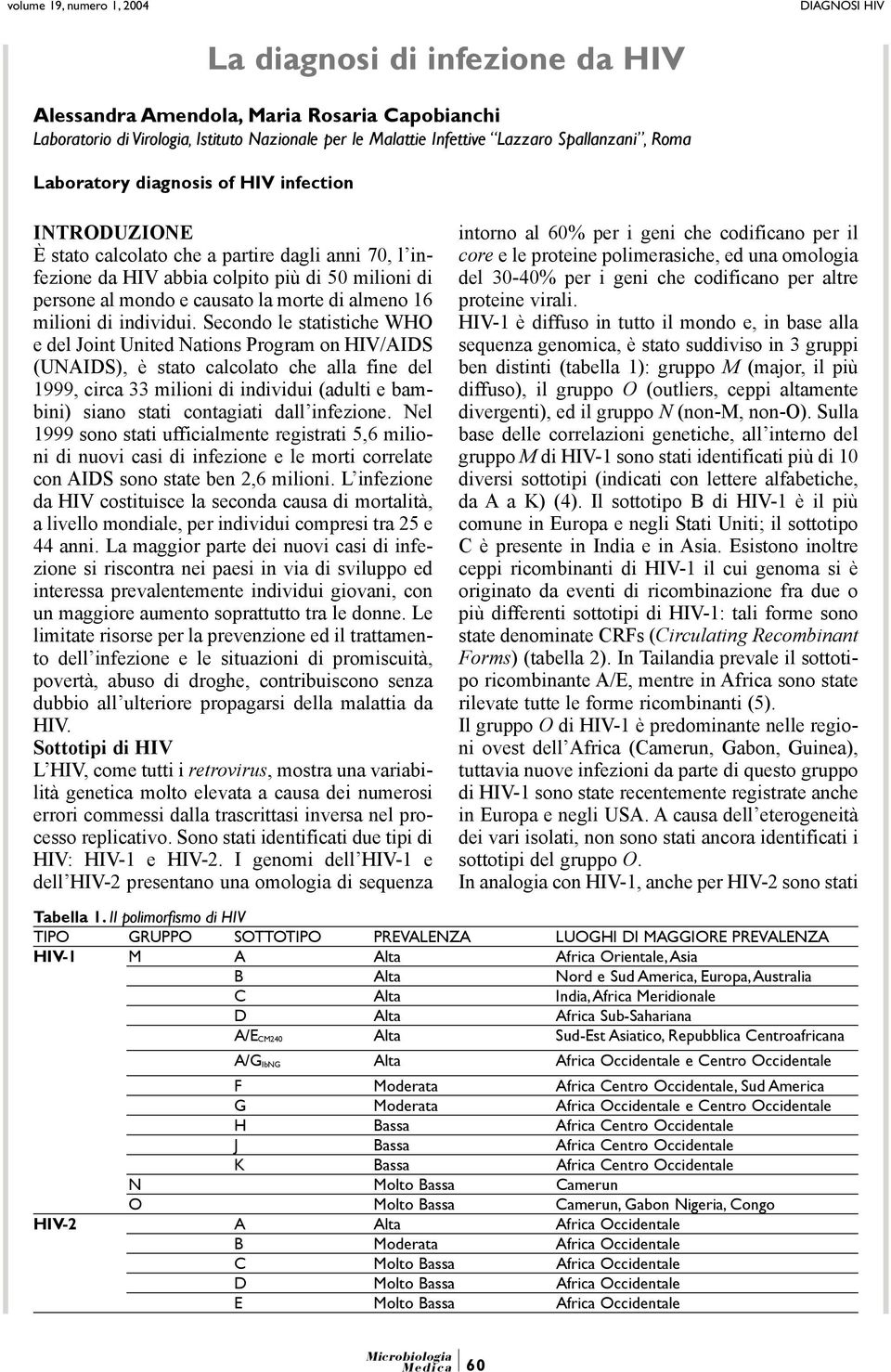 Secondo le statistiche WHO e del Joint United Nations Program on HIV/AIDS (UNAIDS), è stato calcolato che alla fine del 1999, circa 33 milioni di individui (adulti e bambini) siano stati contagiati