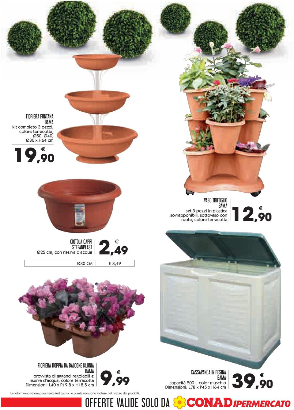 provvista di agganci regolabili e riserva d'acqua, colore terracotta Dimensioni: L40 x P19,8 x H18,5 cm 9, 99 Le foto hanno valore puramente indicativo, le