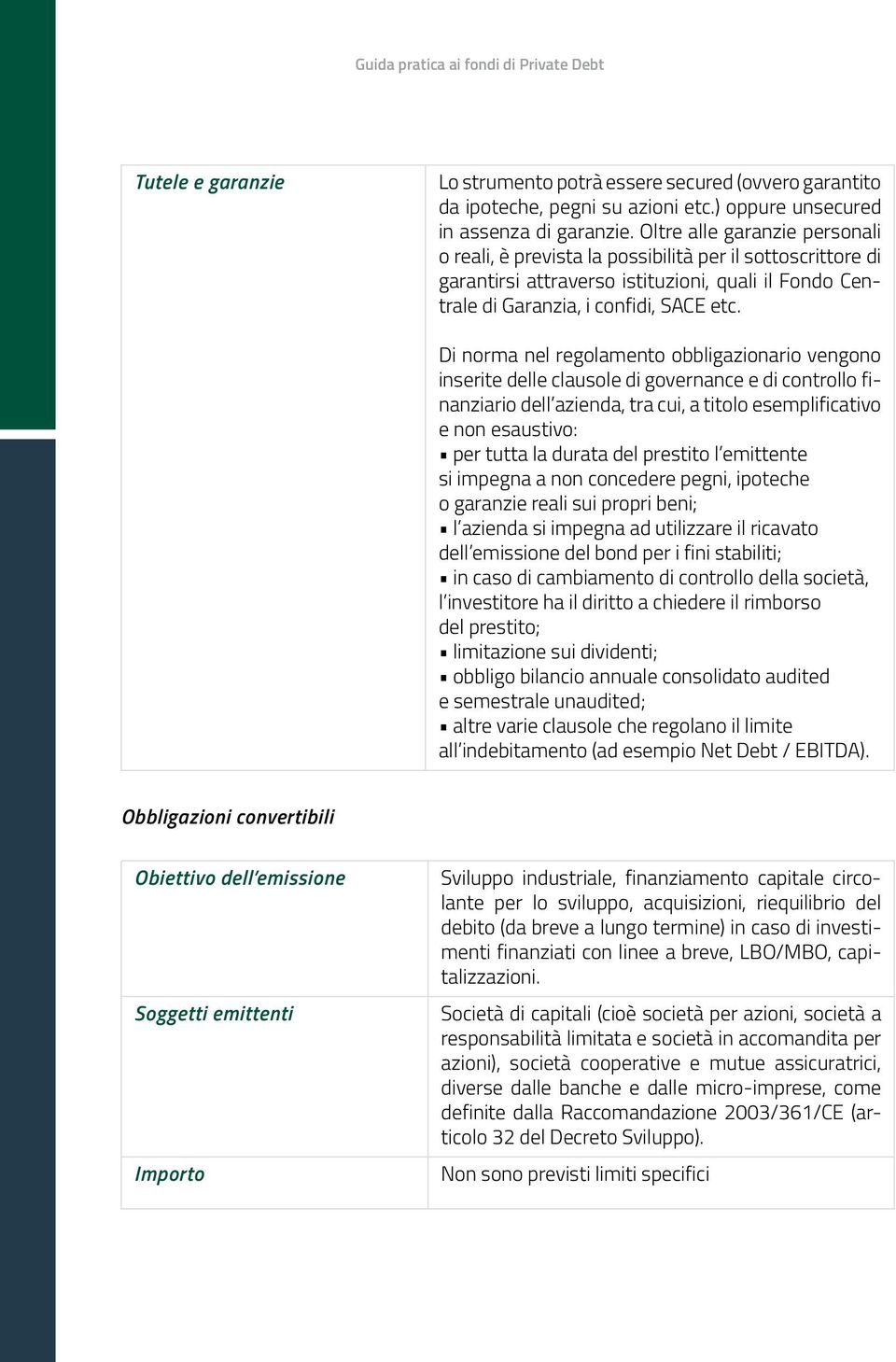 Di norma nel regolamento obbligazionario vengono inserite delle clausole di governance e di controllo finanziario dell azienda, tra cui, a titolo esemplificativo e non esaustivo: per tutta la durata