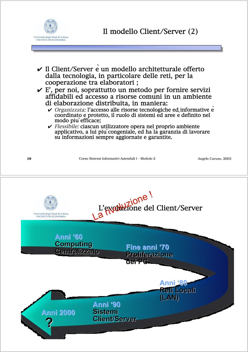 protetto, il ruolo di sistemi ed aree è definito nel modo più efficace; Flessibile: ciascun utilizzatore opera nel proprio ambiente applicativo, a lui più congeniale, ed ha la garanzia di lavorare su