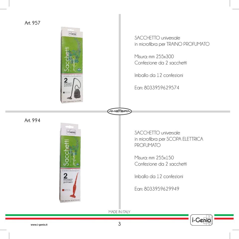 994 SACCHETTO universale in microfibra per SCOPA ELETTRICA PROFUMATO Misura: mm