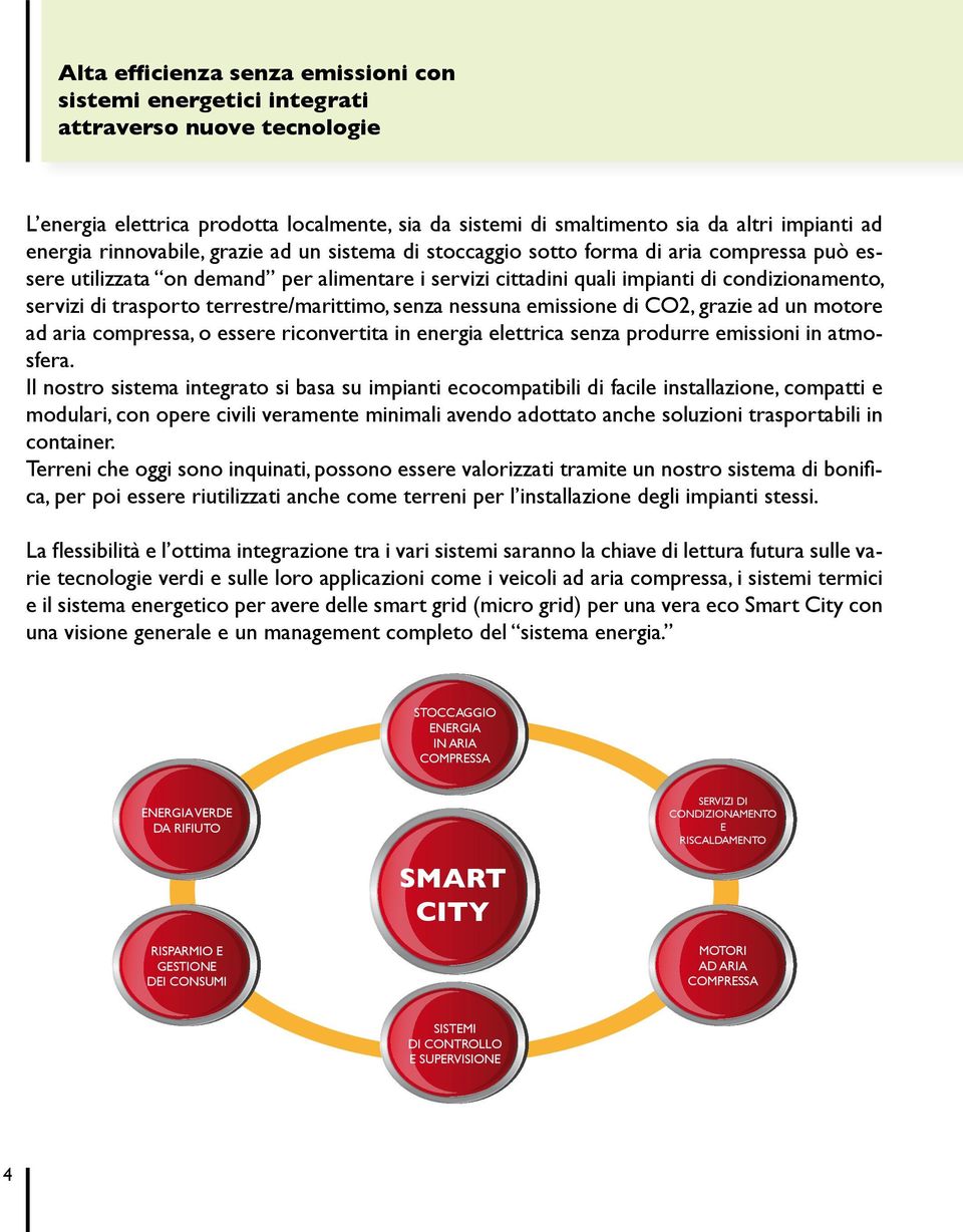 trasporto terrestre/marittimo, senza nessuna emissione di CO2, grazie ad un motore ad aria compressa, o essere riconvertita in energia elettrica senza produrre emissioni in atmosfera.