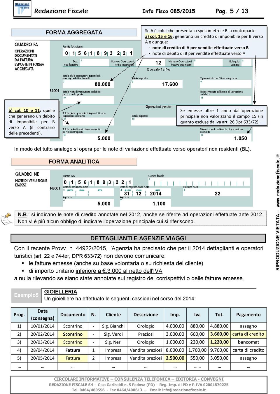 10 e 11: quelle che generano un debito di imponibile per B verso A (il contrario delle precedenti).