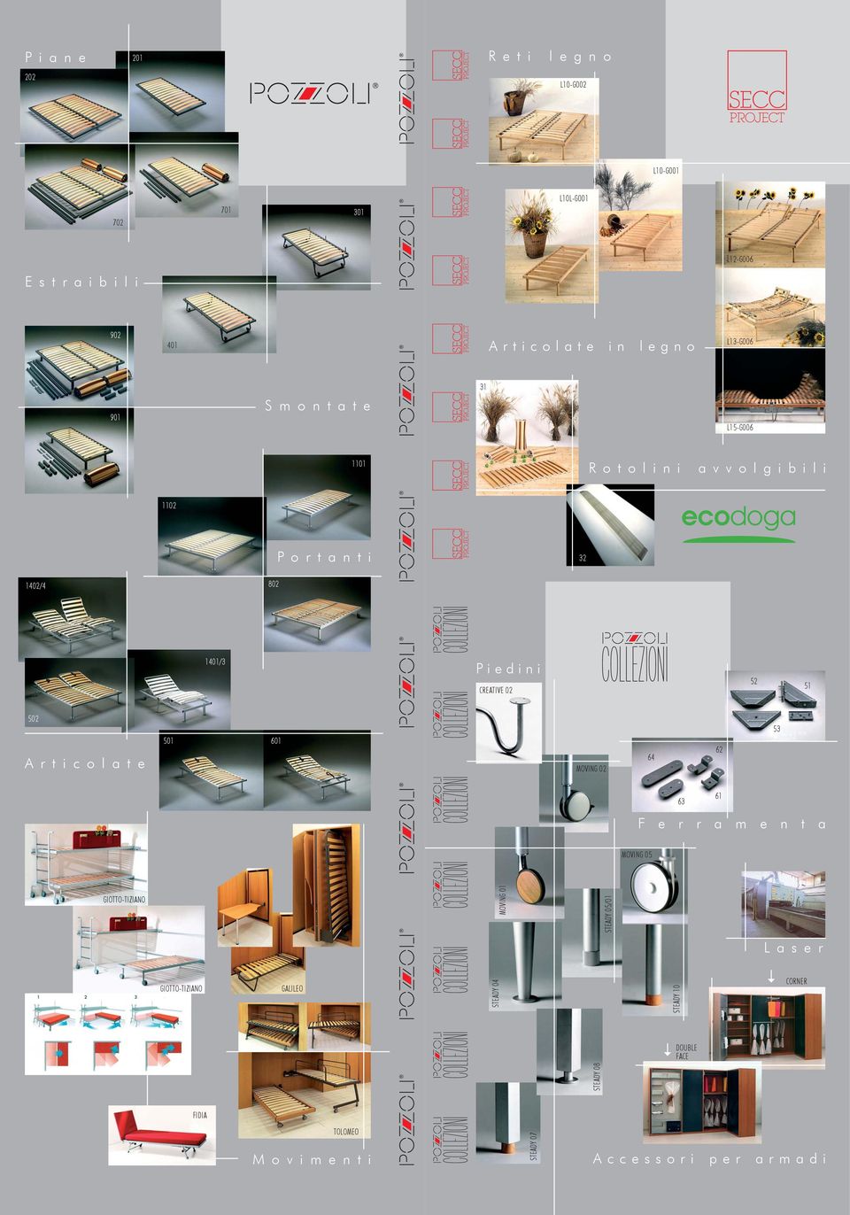 502 Articolate 501 601 MOVING 02 64 62 53 63 61 F e r r a m e n t a MOVING 05 GIOTTO-TIZIANO MOVING 01 STEADY 05/01 Laser