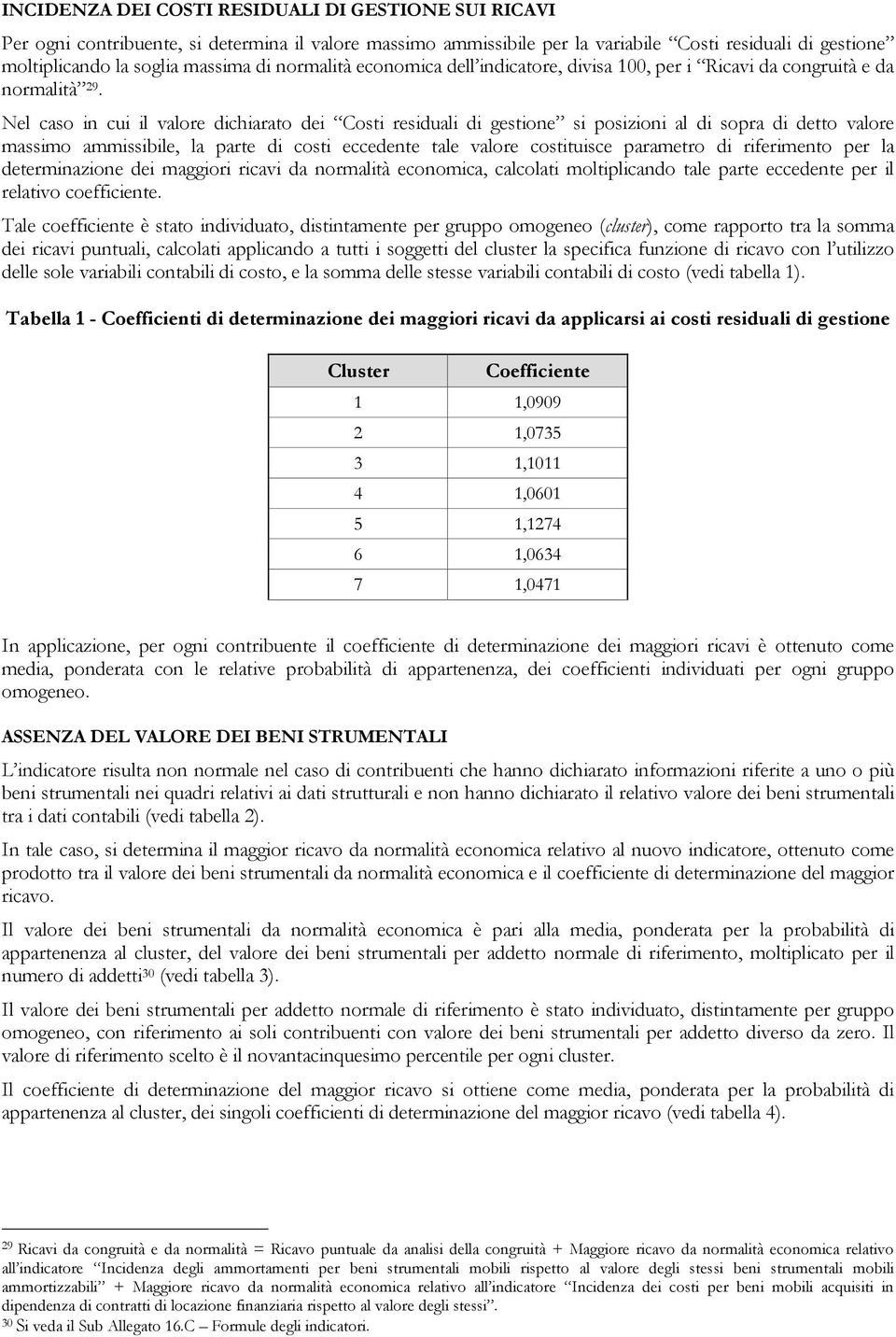 Nel caso in cui il valore dichiarato dei Costi residuali di gestione si posizioni al di sopra di detto valore massimo ammissibile, la parte di costi eccedente tale valore costituisce parametro di