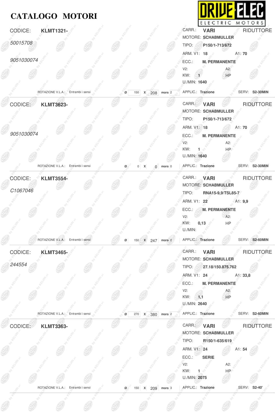 /MIN: 1640 Ø 0 X 0 mors 0 S2-30MIN C1067046 TIPO: RNA15-9,9/TSL85-7 ARM. V1: 22 A1: 9,9 KW: 0,13 U.