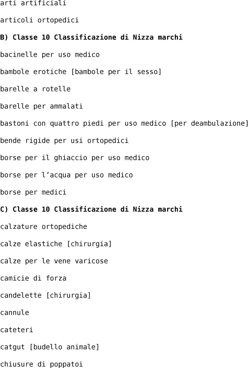 ghiaccio per uso medico borse per l acqua per uso medico borse per medici C) Classe 10 Classificazione di Nizza marchi calzature ortopediche calze