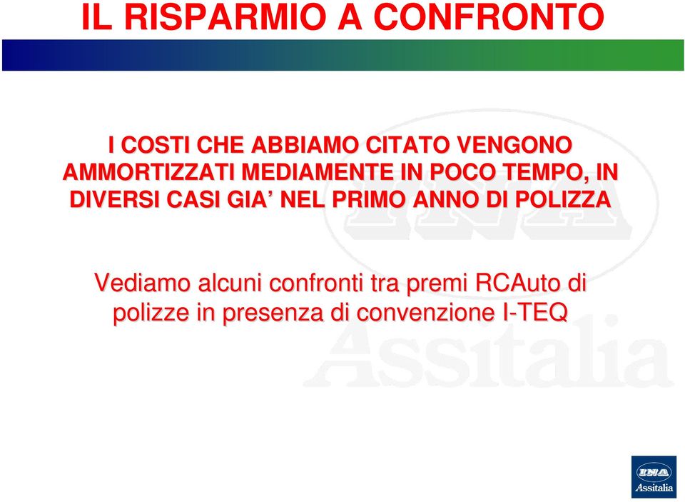 CASI GIA NEL PRIMO ANNO DI POLIZZA Vediamo alcuni