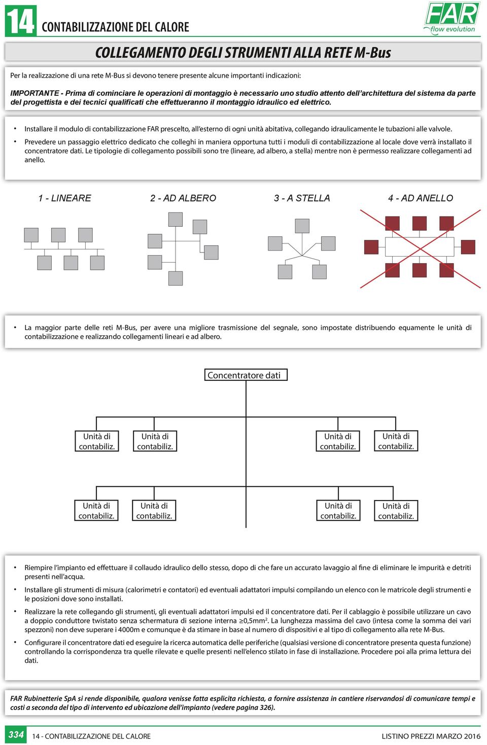 elettrico. Installare il modulo di contabilizzazione FAR prescelto, all esterno di ogni unità abitativa, collegando idraulicamente le tubazioni alle valvole.