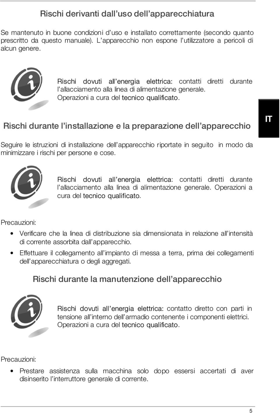 Operazioni a cura del tecnico qualificato.