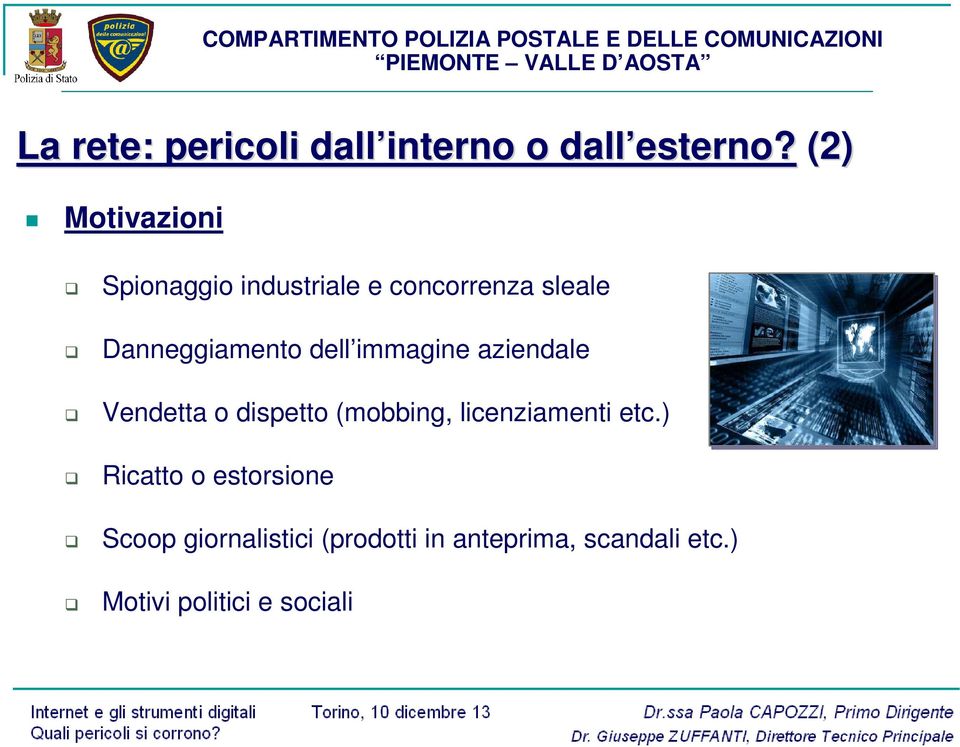 dell immagine aziendale Vendetta o dispetto (mobbing, licenziamenti etc.