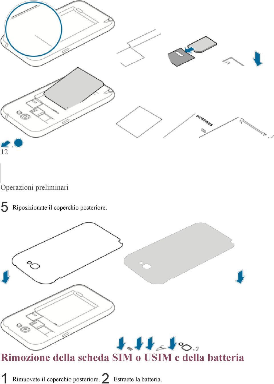 Rimozione della scheda SIM o USIM e della