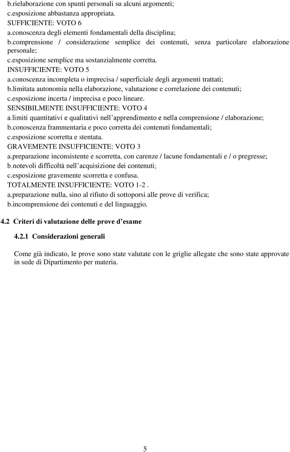 conoscenza incompleta o imprecisa / superficiale degli argomenti trattati; b.limitata autonomia nella elaborazione, valutazione e correlazione dei contenuti; c.