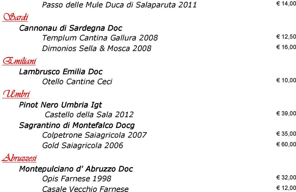 Igt Castello della Sala 2012 Sagrantino di Montefalco Docg Colpetrone Saiagricola 2007 Gold Saiagricola